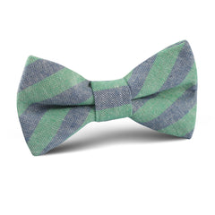 Green & Blue Bengal Linen Kids Bow Tie