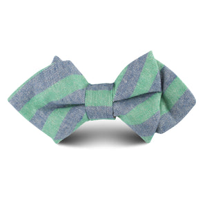 Green & Blue Bengal Linen Kids Diamond Bow Tie