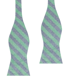 Green & Blue Bengal Linen Self Bow Tie