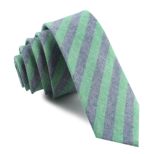 Green & Blue Bengal Linen Skinny Tie