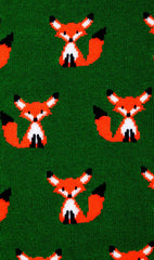 Green Curious Fox Socks Fabric