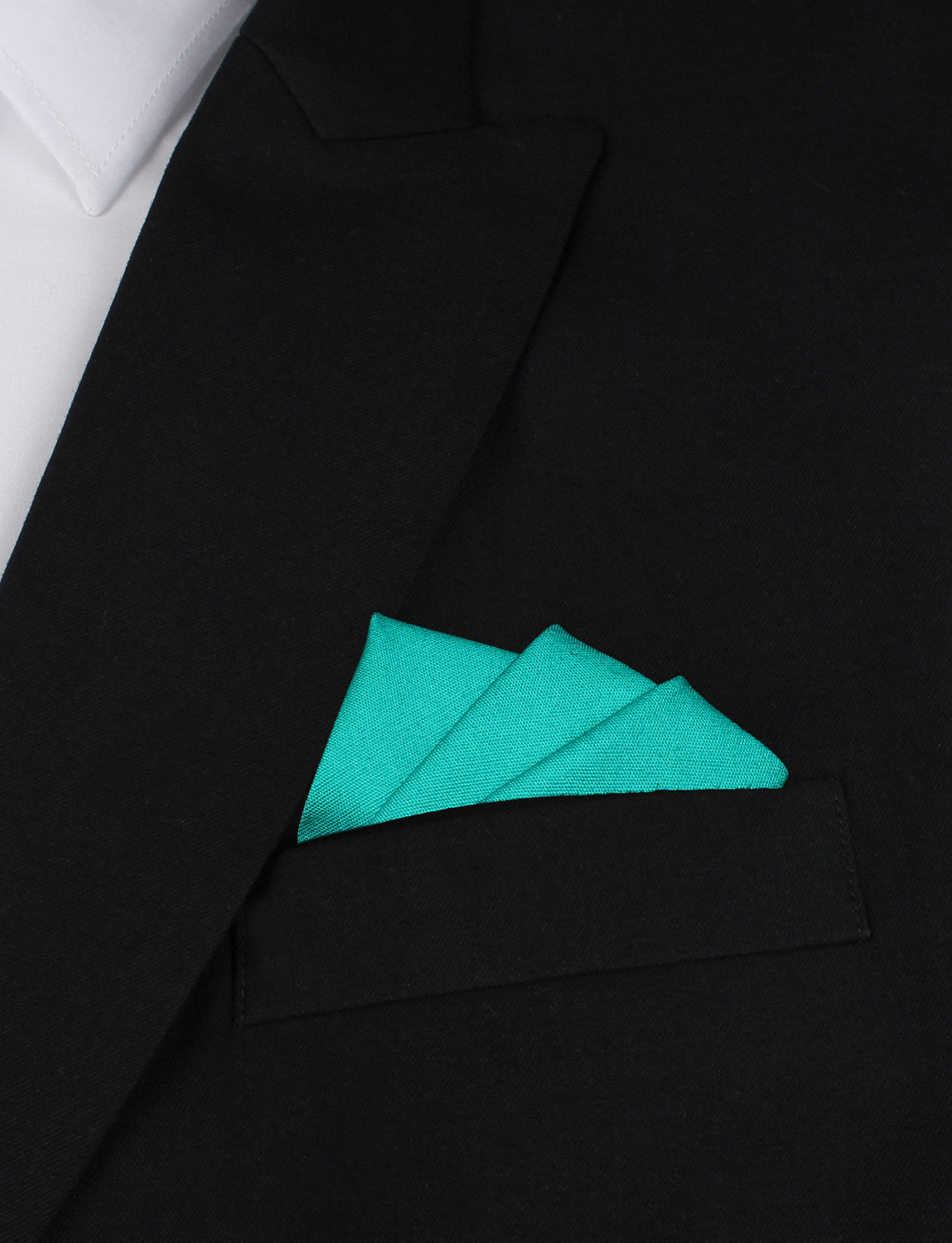 Green Teal Cotton Oxygen Three Point Pocket Square Fold