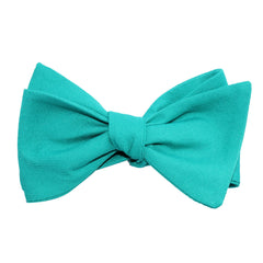 Green Teal Cotton Self Tie Bow Tie 1