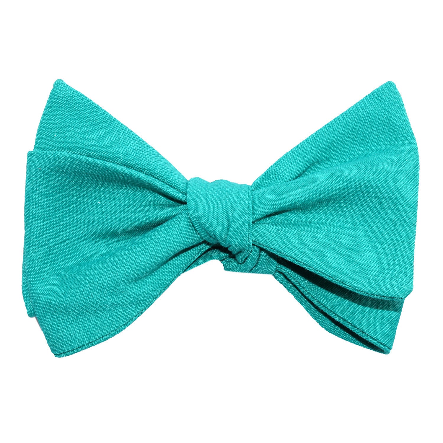 Green Teal Cotton Self Tie Bow Tie 2