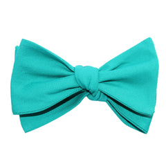 Green Teal Cotton Self Tie Bow Tie 3