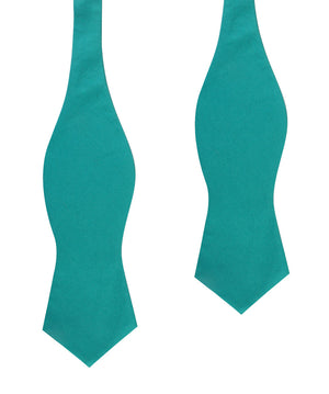 Green Teal Cotton Self Tie Diamond Bow Tie