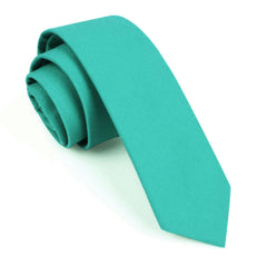Green Teal Cotton Skinny Tie