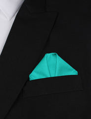 Green Teal Cotton Winged Puff Pocket Square Fold