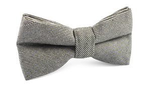 Green & White Twill Stripe Linen Bow Tie