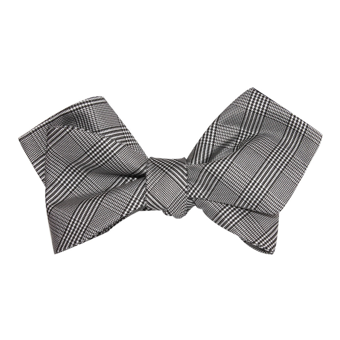 Grey Glen Plaid Self Tie Diamond Tip Bow Tie 2