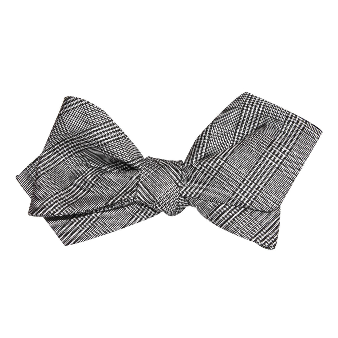 Grey Glen Plaid Self Tie Diamond Tip Bow Tie 3