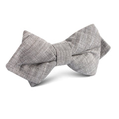 Grey Linen Chambray Diamond Bow Tie