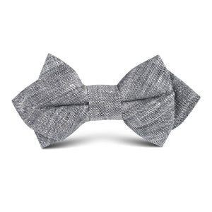Grey Linen Chambray Kids Diamond Bow Tie