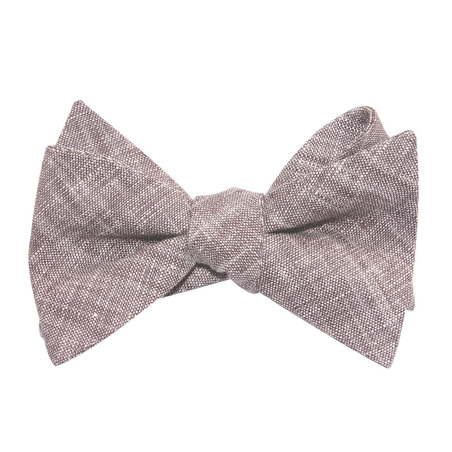 Grey Linen Chambray Self Tie Bow Tie 1