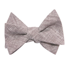 Grey Linen Chambray Self Tie Bow Tie 2