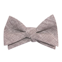 Grey Linen Chambray Self Tie Bow Tie 3