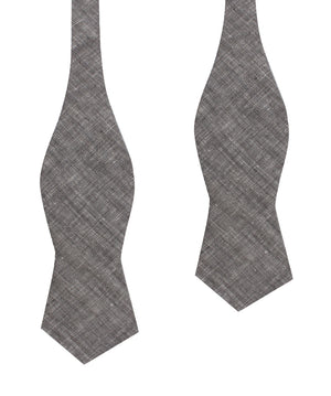 Grey Linen Chambray Self Tie Diamond Bow Tie