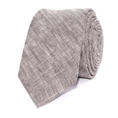 Grey Linen Chambray Skinny Tie Front
