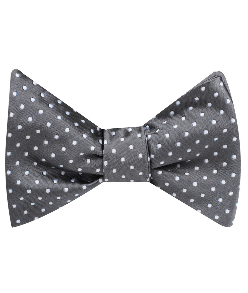 Grey Mini Polka Dots Self Tie Bow Tie
