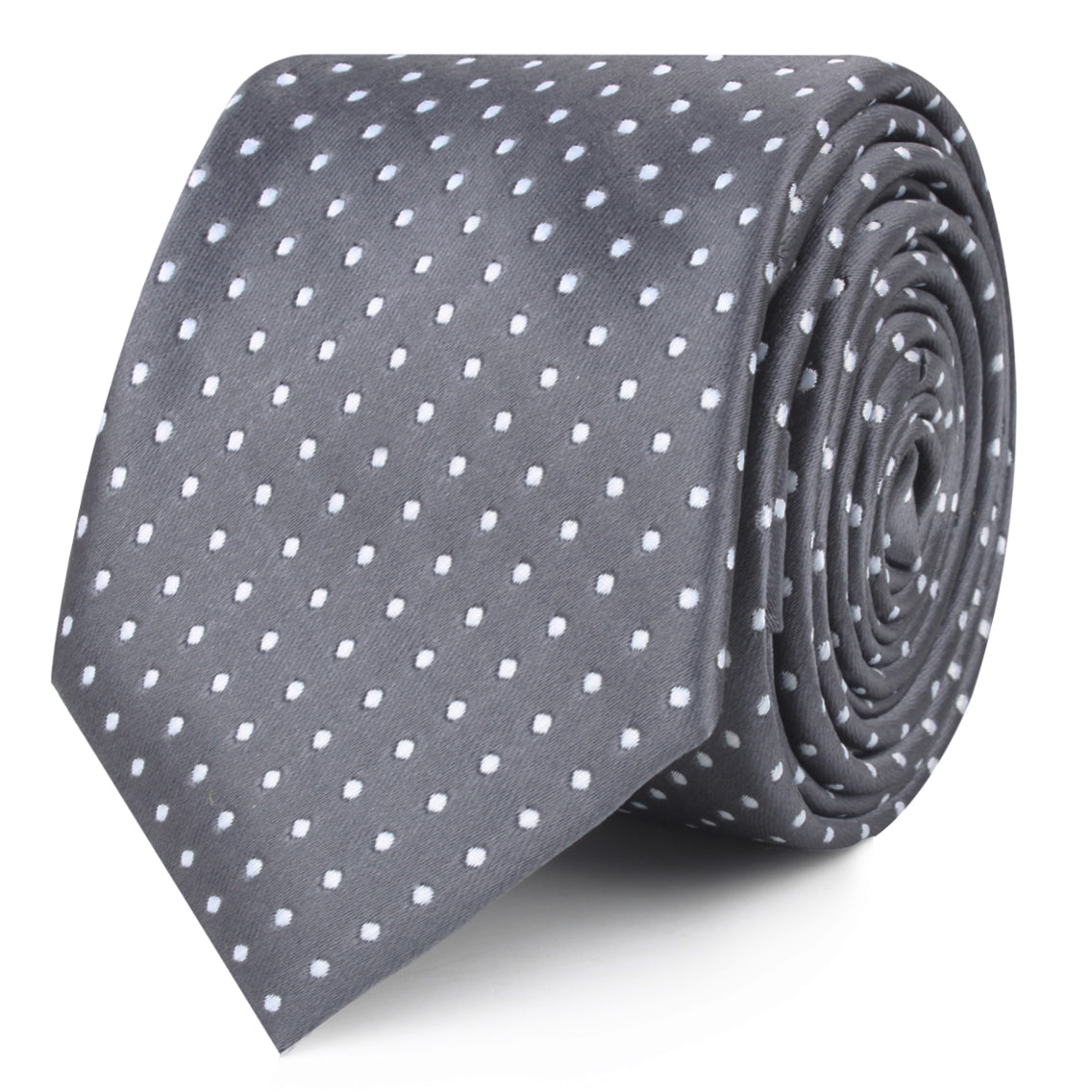Grey Mini Polka Dots Skinny Ties