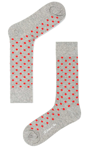 Grey Red Polka Dot Socks