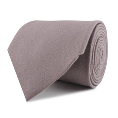 Grey Slub Linen Necktie Front Roll