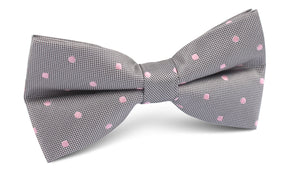 Grey with Baby Pink Polka Dots Bow Tie