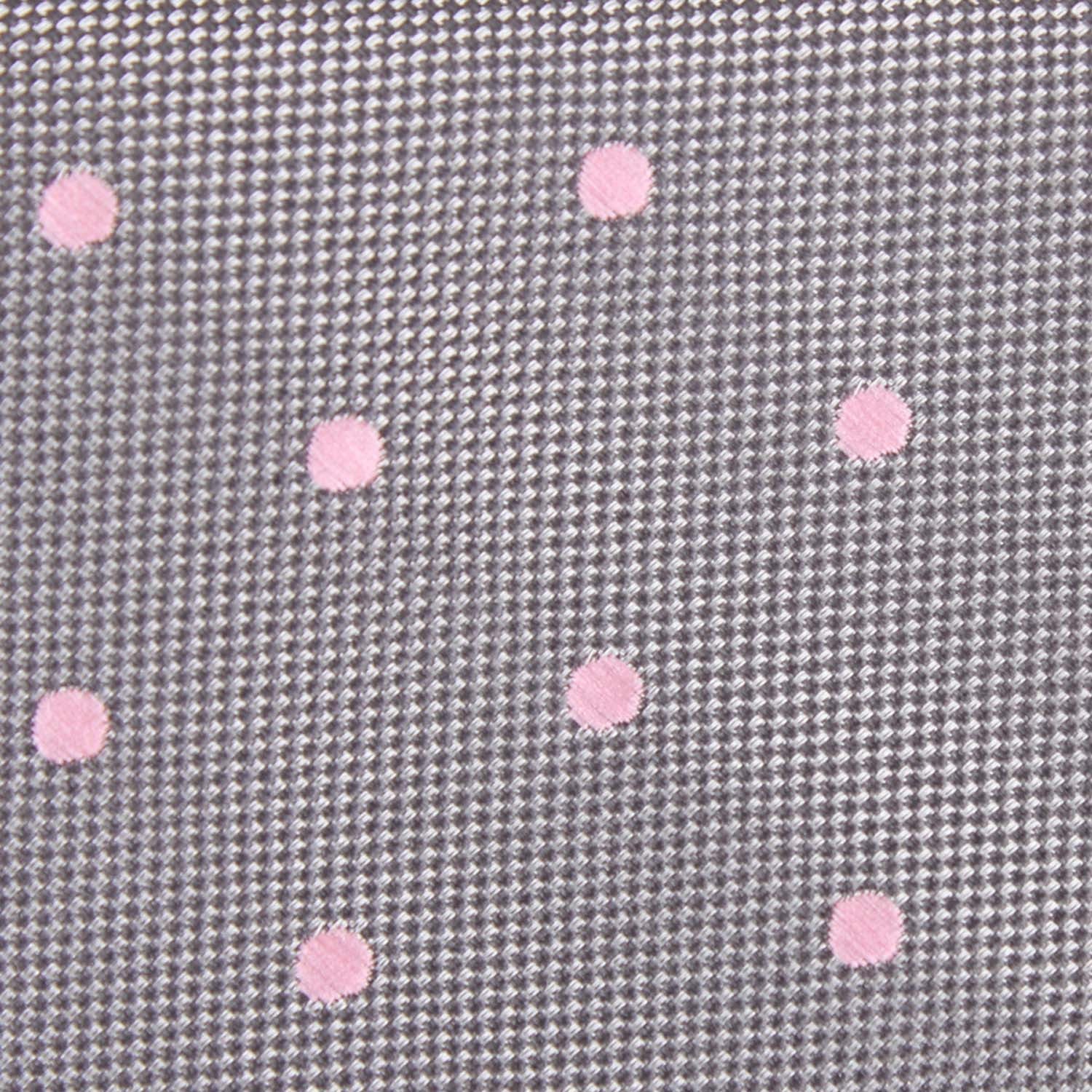 Grey with Baby Pink Polka Dots Fabric Necktie M113