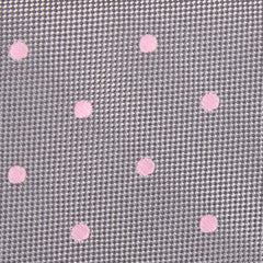 Grey with Baby Pink Polka Dots Fabric Self Tie Diamond Tip Bow TieM113