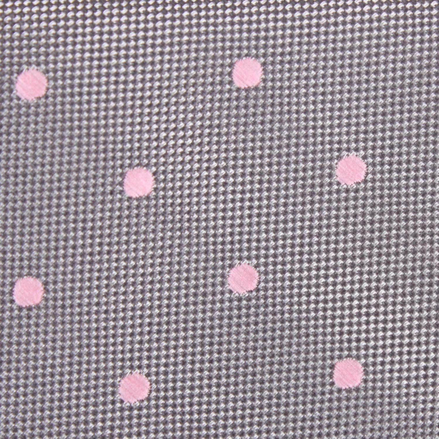 Grey with Baby Pink Polka Dots Fabric Skinny Tie M113