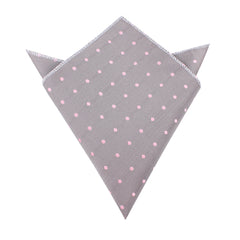 Grey with Baby Pink Polka Dots Pocket Square