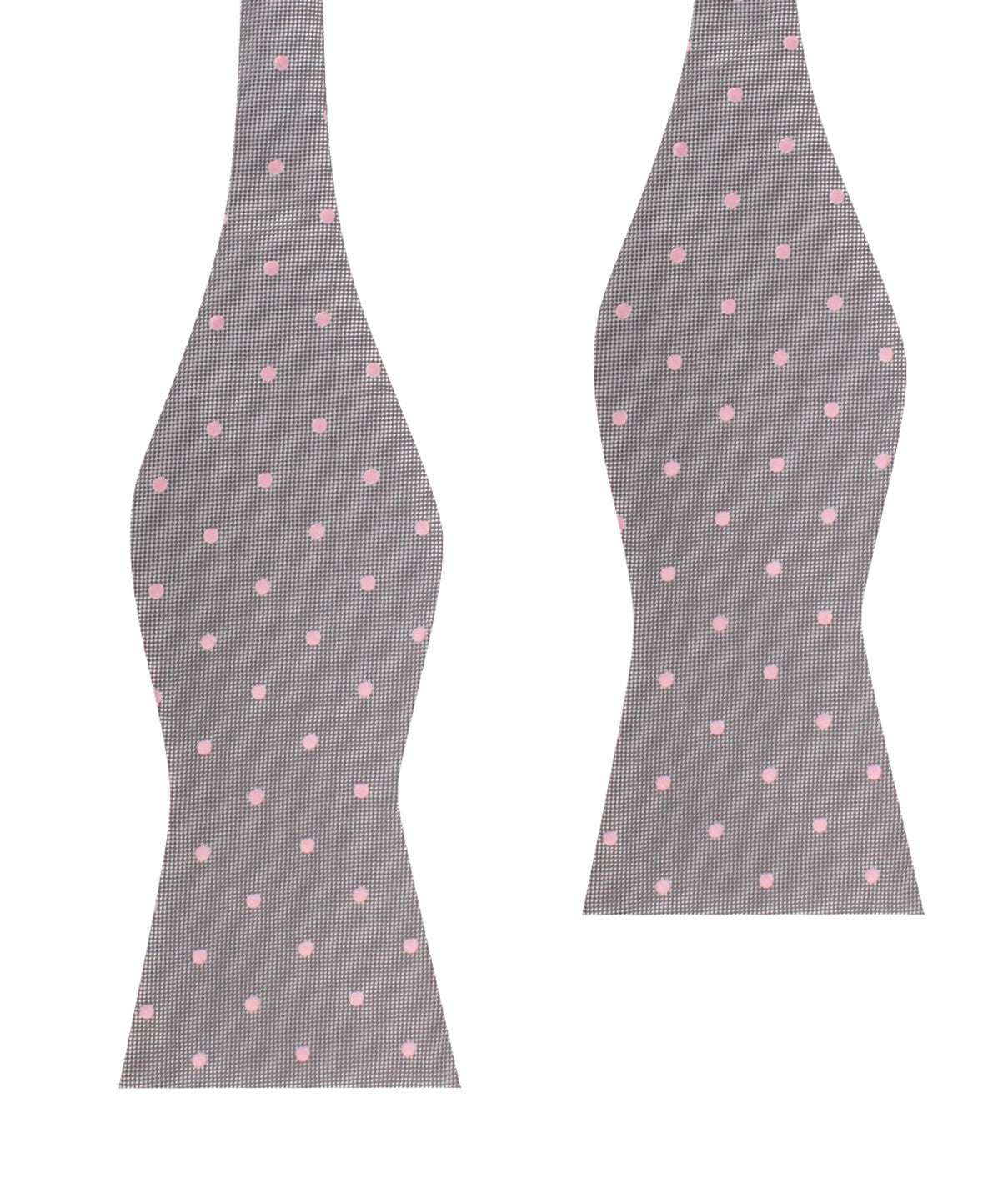 Grey with Baby Pink Polka Dots Self Tie Bow Tie