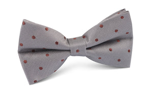 Grey with Brown Polka Dots Bow Tie