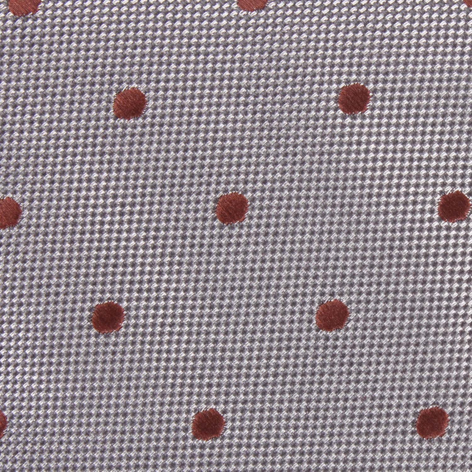 Grey with Brown Polka Dots Fabric Pocket Square M119