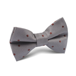 Grey with Brown Polka Dots Kids Bow Tie