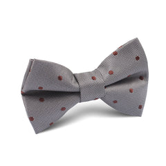Grey with Brown Polka Dots Kids Bow Tie