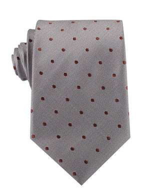 Grey with Brown Polka Dots Necktie