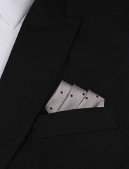 Grey with Brown Polka Dots Oxygen Three Point Pocket Square Fold