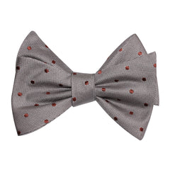 Grey with Brown Polka Dots Self Tie Bow Tie 1