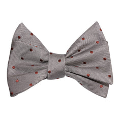 Grey with Brown Polka Dots Self Tie Bow Tie 2