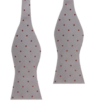Grey with Brown Polka Dots Self Tie Bow Tie