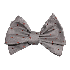 Grey with Brown Polka Dots Self Tie Bow Tie 3