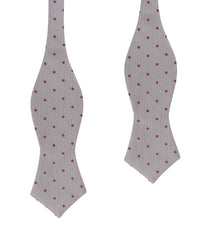 Grey with Brown Polka Dots Self Tie Diamond Tip Bow Tie