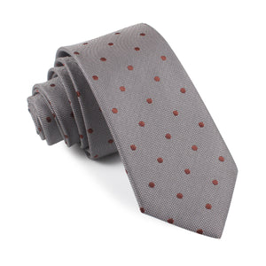 Grey with Brown Polka Dots Skinny Tie