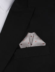 Grey with Brown Polka Dots Winged Puff Pocket Square Fold