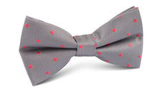 Grey with Hot Pink Polka Dots Bow Tie