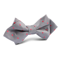 Grey with Hot Pink Polka Dots Diamond Bow Tie