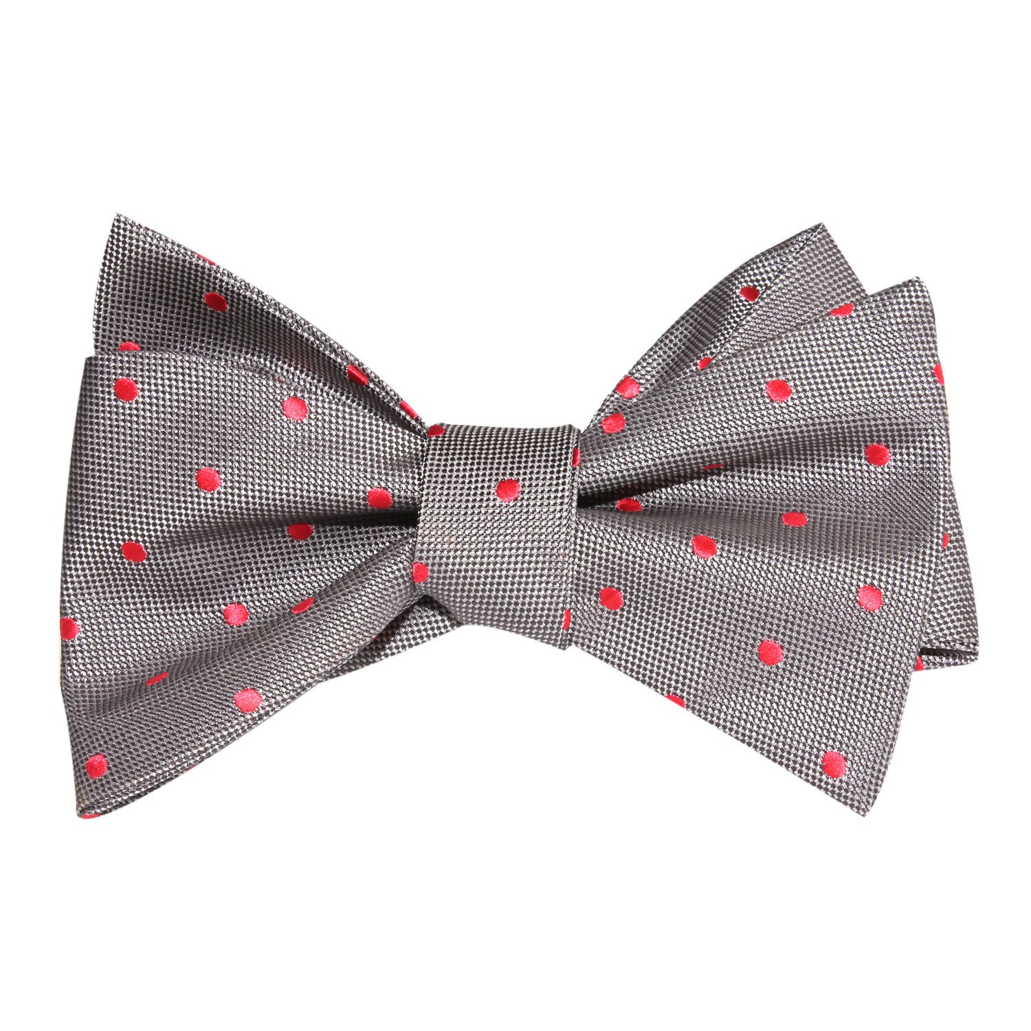 Grey with Hot Pink Polka Dots Self Tie Bow Tie 