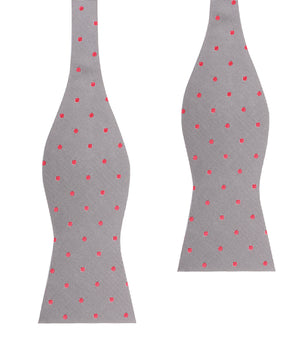Grey with Hot Pink Polka Dots Self Tie Bow Tie