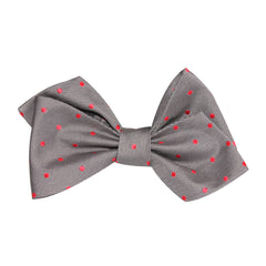 Grey with Hot Pink Polka Dots Self Tie Diamond Tip Bow Tie 1